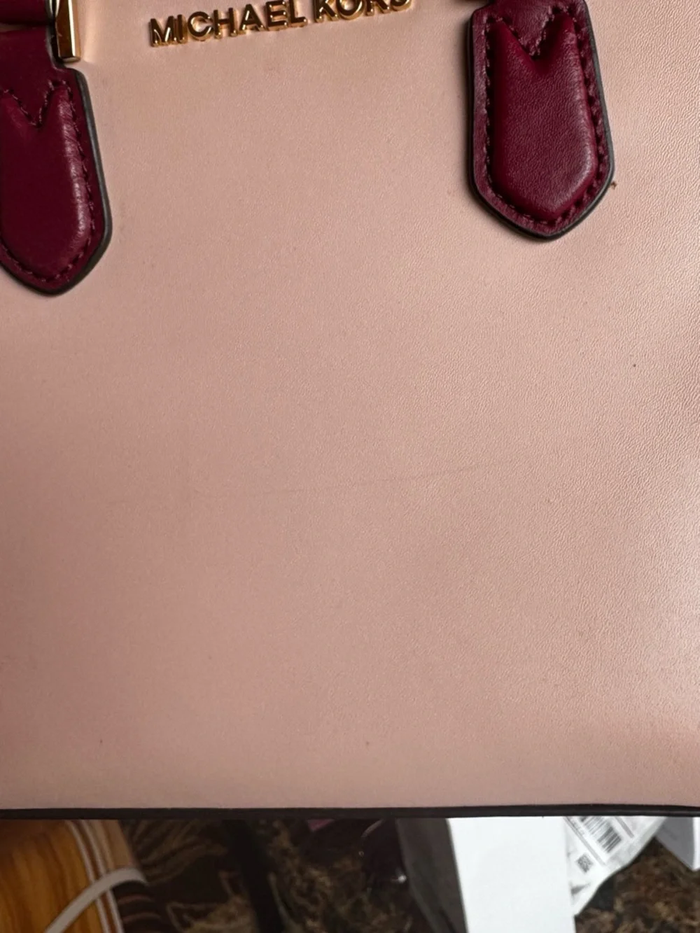 Michael Kors Pink and Burgundy Satchel with Signature Sides - Picture 5 of 5